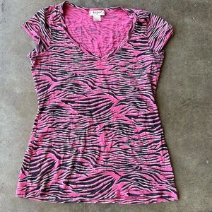2000s womens tee zebra print
